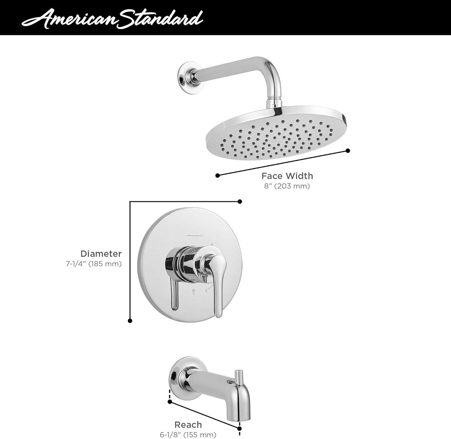 Chrome Wall Mounted Rain Shower and Tub Faucet Set