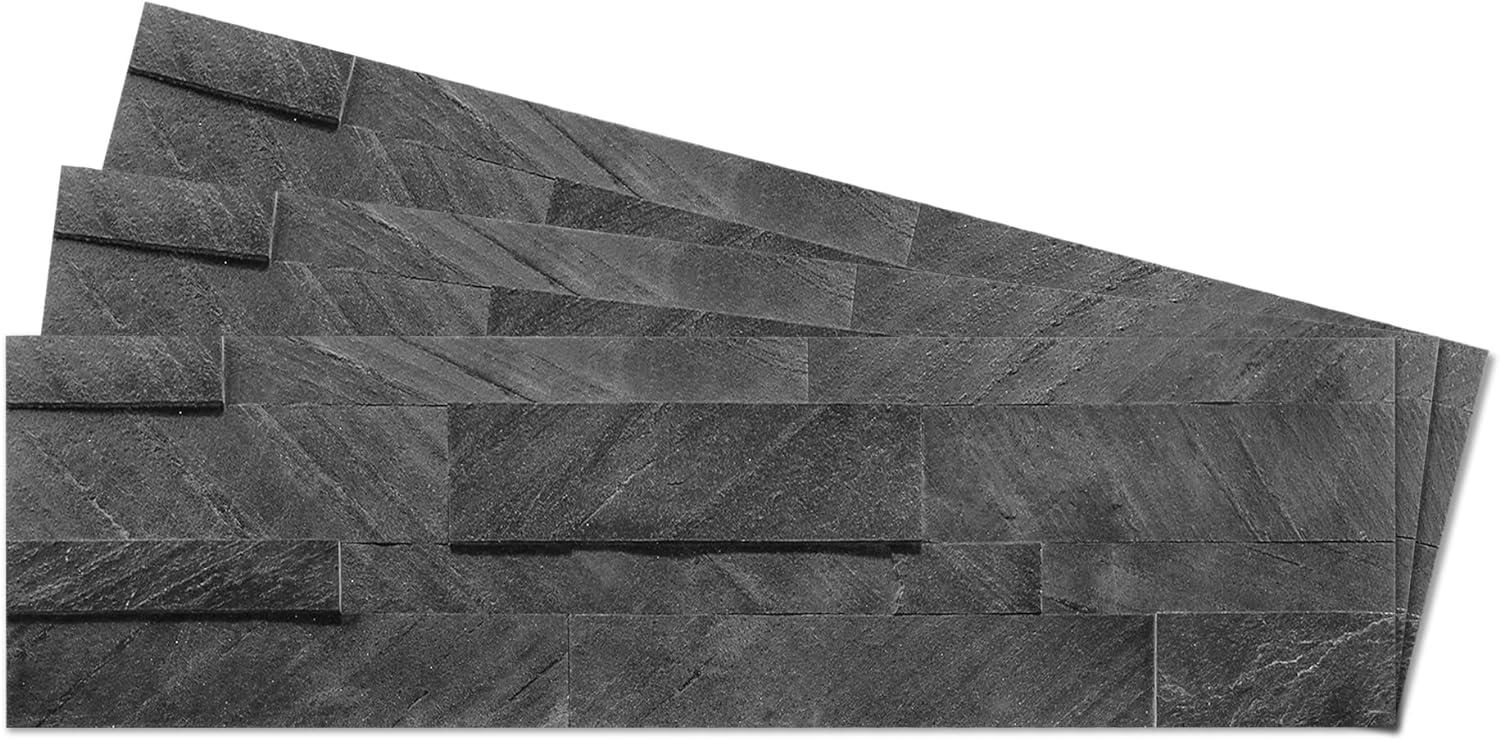 Shadow Gray - Stoneflex Peel and Stick Self Adhesive 3D Stone Tiles - Stick on Kitchen Backsplash Living Room Office Bathroom Wall (10 Pack)