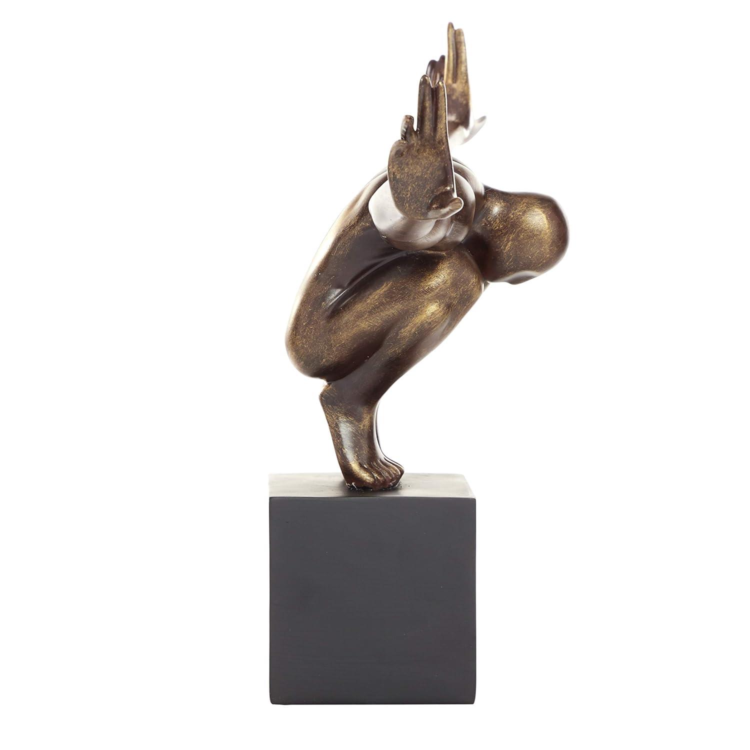 Red Barrel Studio® Cleophis Polystone Diver Decorative Bronze Sculpture with Black Base