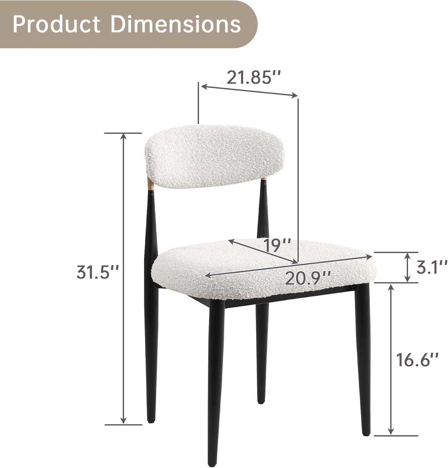 2 Pieces Boucle Armless Dining Chair, Upholstered Accent Chair