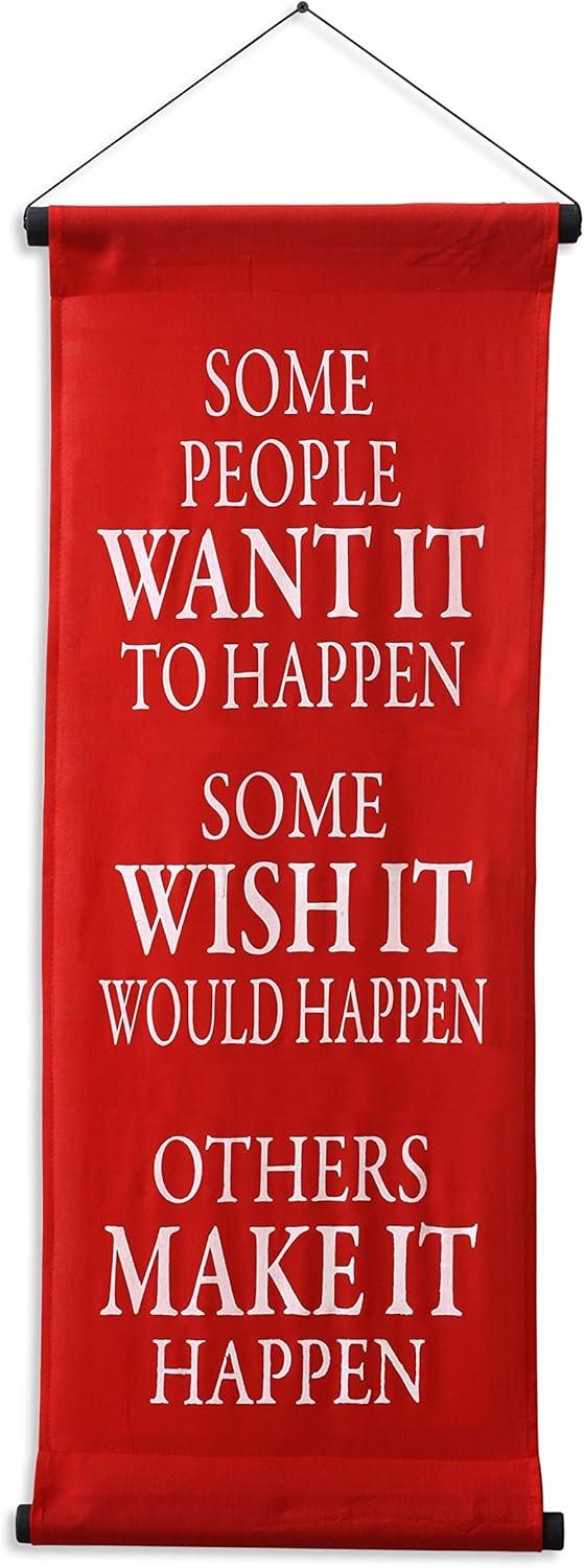 Bright Red Cotton Inspirational Wall Decor Banner with Quote