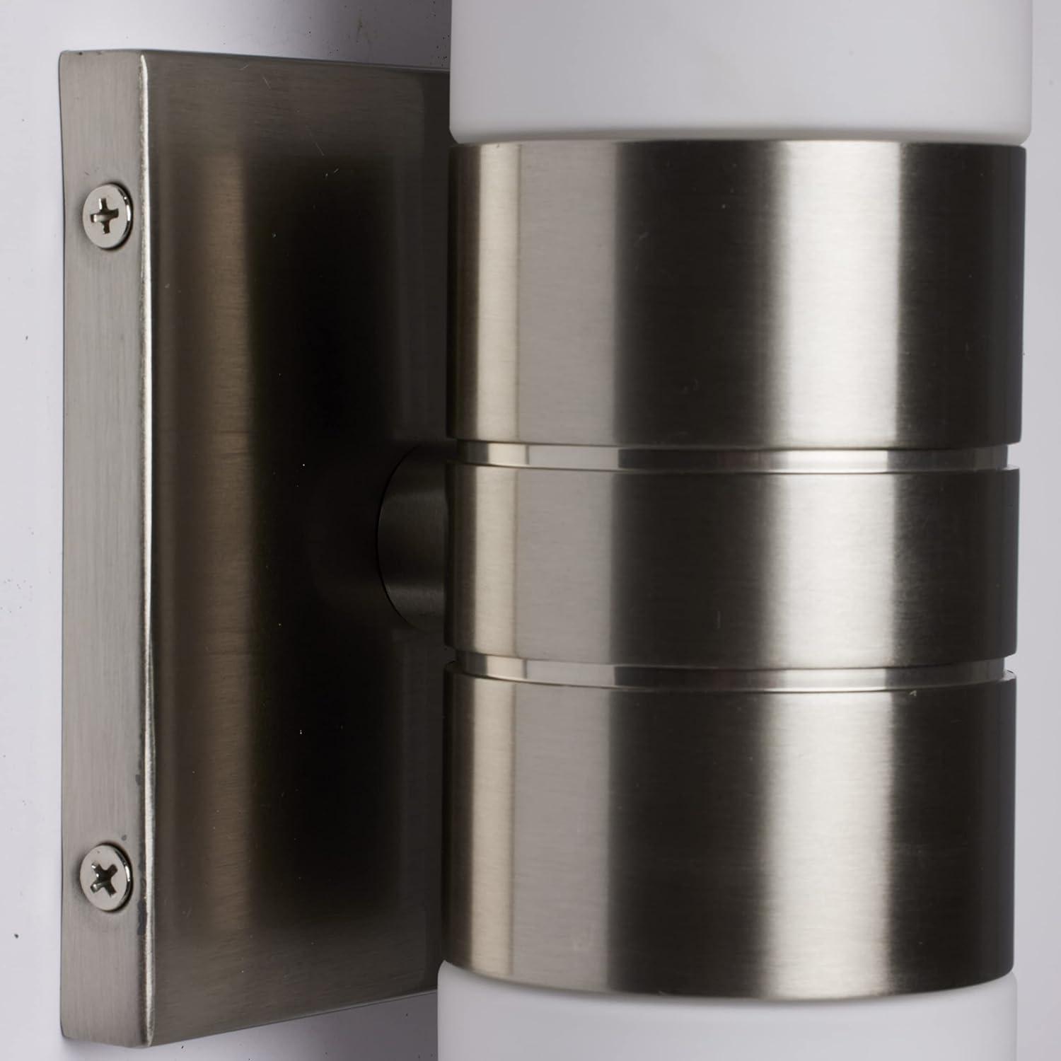 Brushed Nickel 21" Cylinder Wall Sconce with White Glass