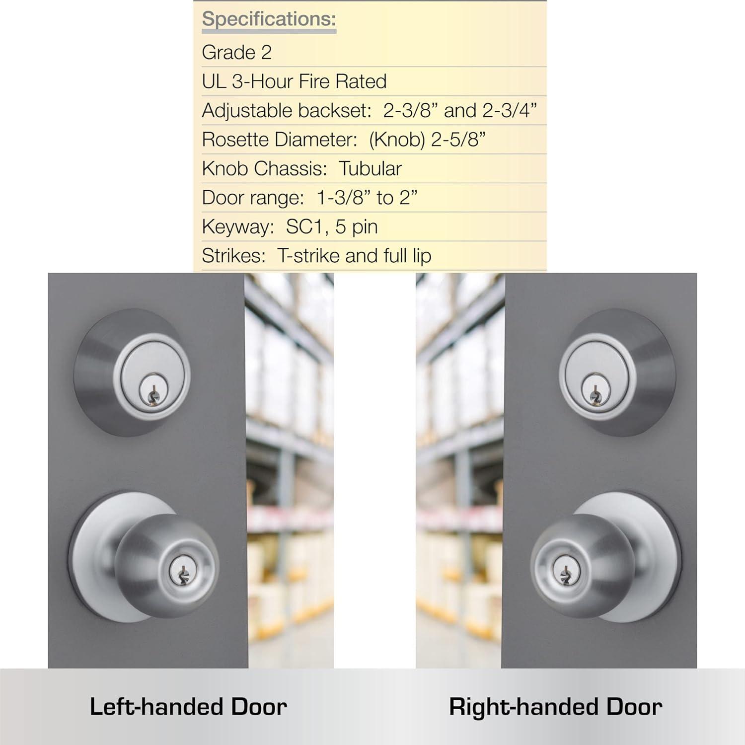 Brinks Commercial 5035104 2 in. ANSI Grade 2 Knob & Deadbolt Set