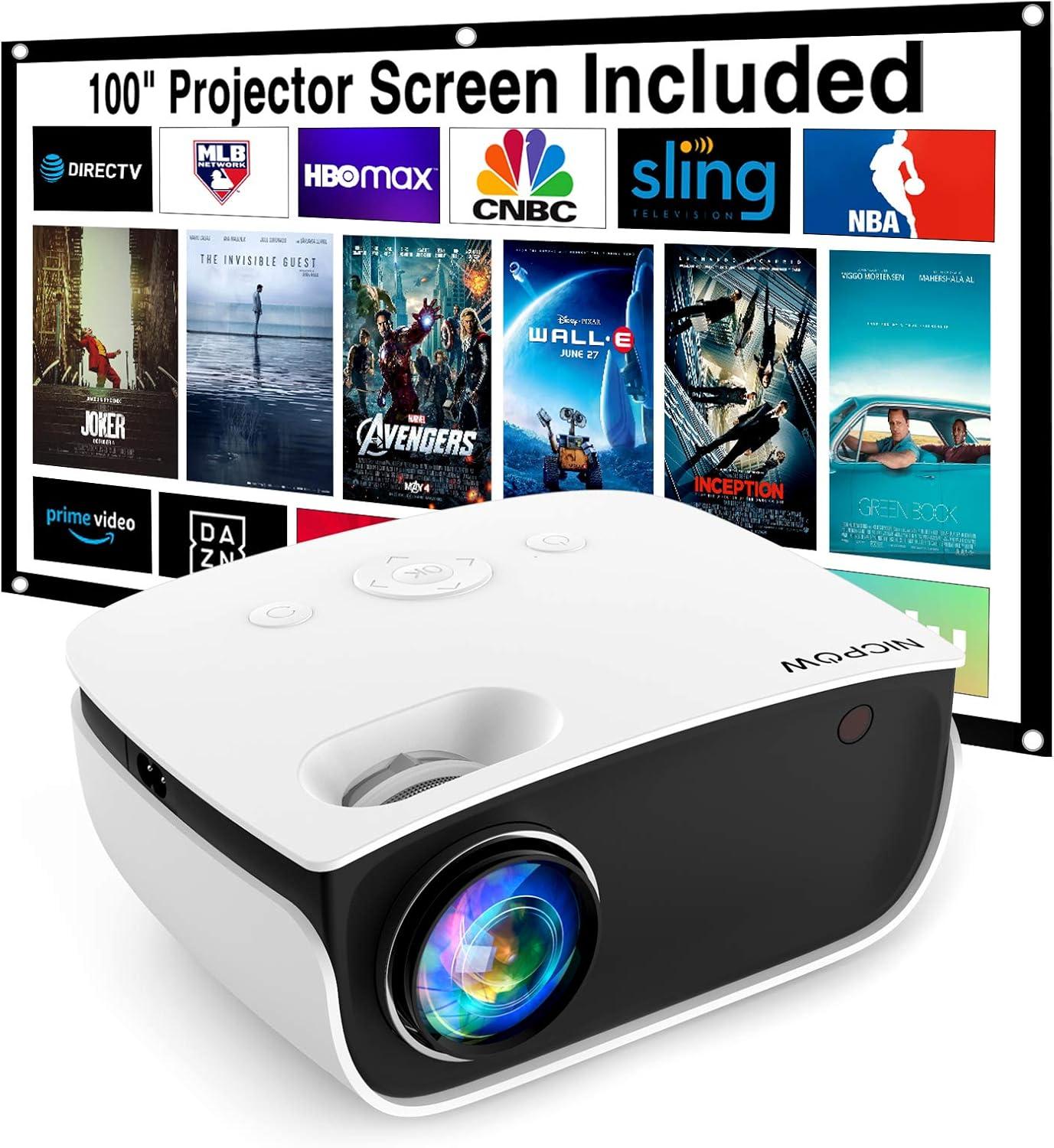 BEACHWATER POOL & SPA, LLC Outdoor Projector, Mini Projector For Home Theater, 1080P And 240" Supported Movie Projector 7500 L Portable Home Video Projector Compatible With Smartphone/TV Stick/PS4/PC/Laptop