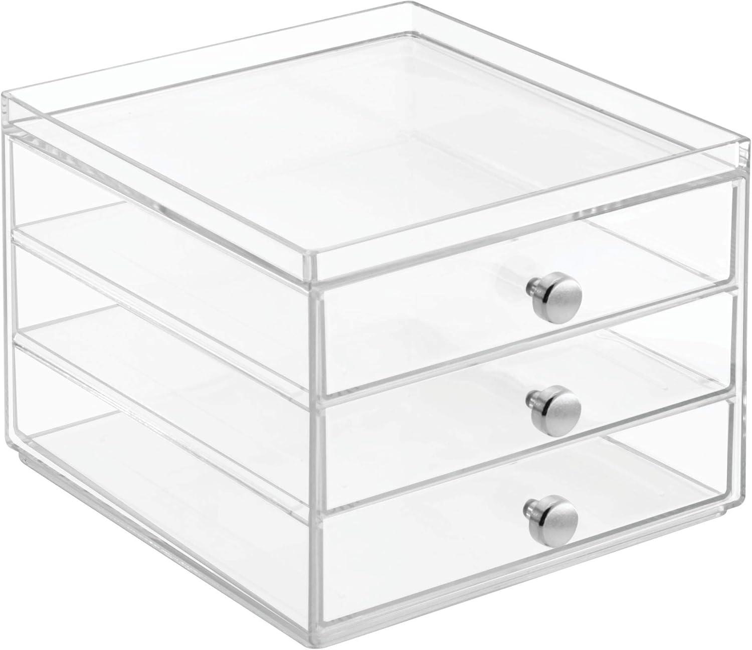 iDESIGN Plastic Slim 3-Drawer Desk Organization Set Clear