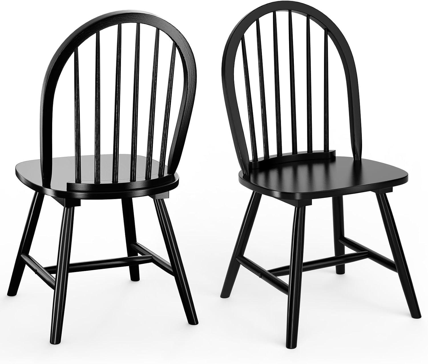 Costway Set of 2 Vintage Windsor Dining Side Chair Wood Spindleback Kitchen Room White