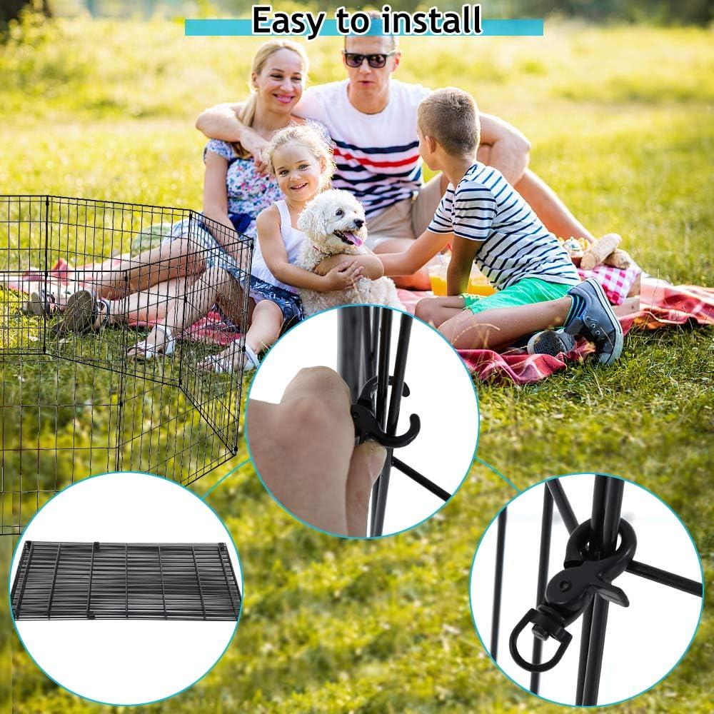Dkeli Dog Fence Outdoor Dog Playpens for Small Dogs, Portable, Foldable,24 inch