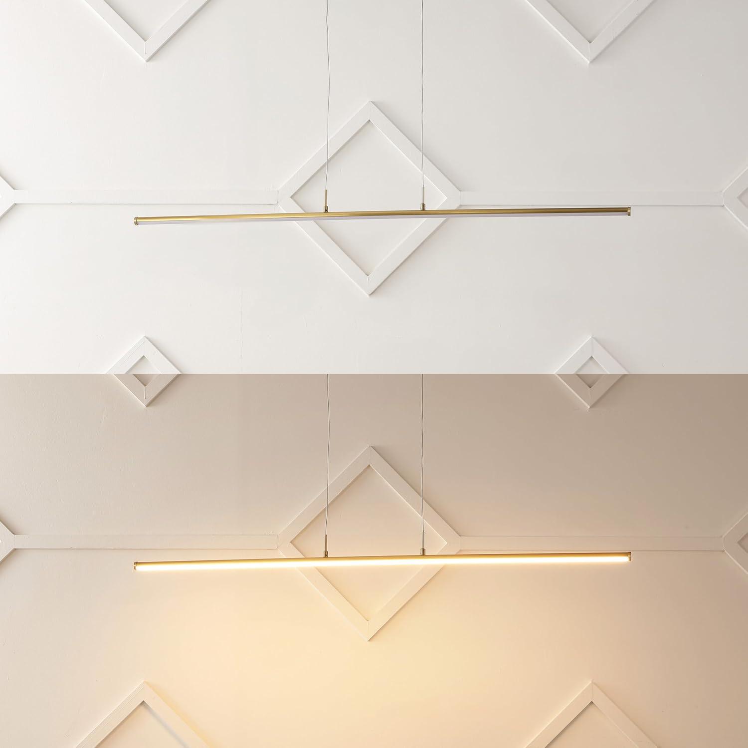 JONATHAN Y JYL7023C Conley 39.5" Adjustable Integrated LED Metal Linear Pendant, Brass Gold for Kitchen, Dining Room, Living Room