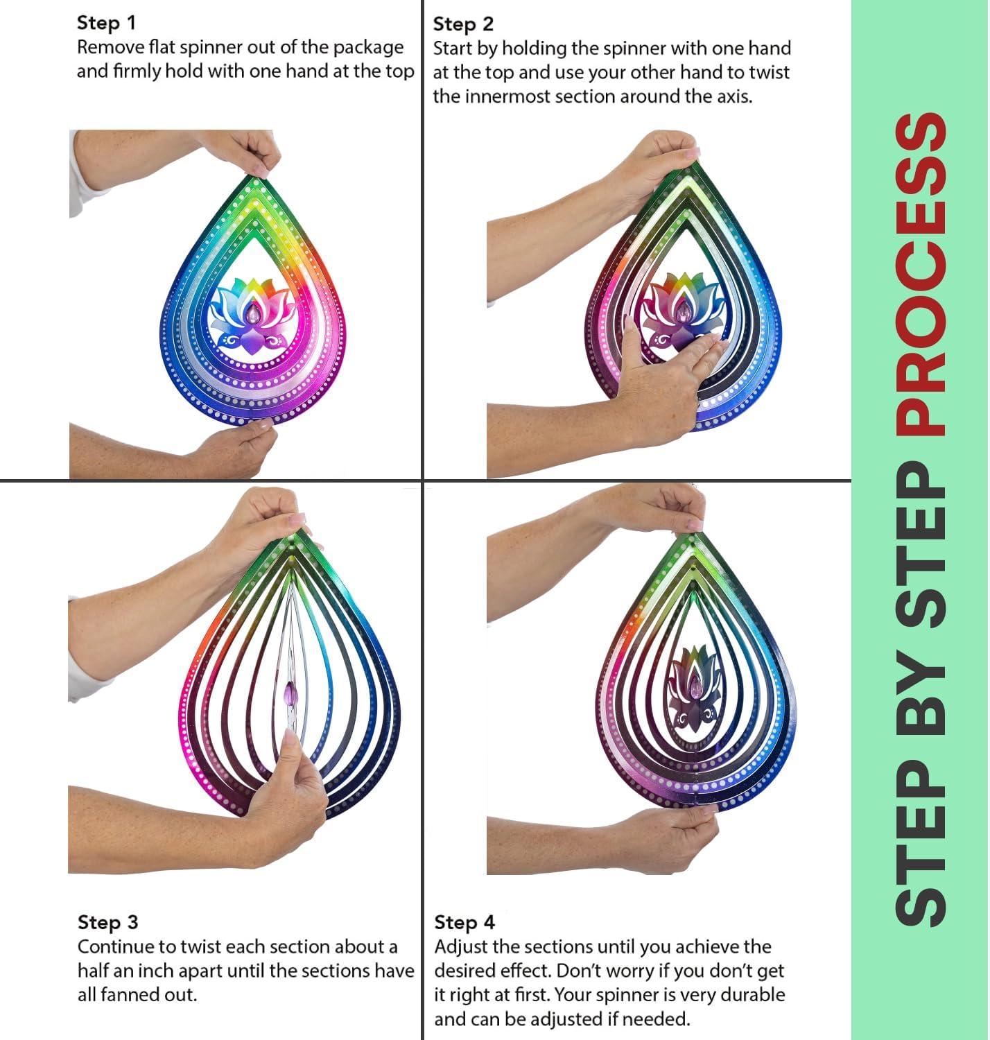 VP Home Lotus Teardrop Kinetic 3D Metal Outdoor Garden Decor Wind