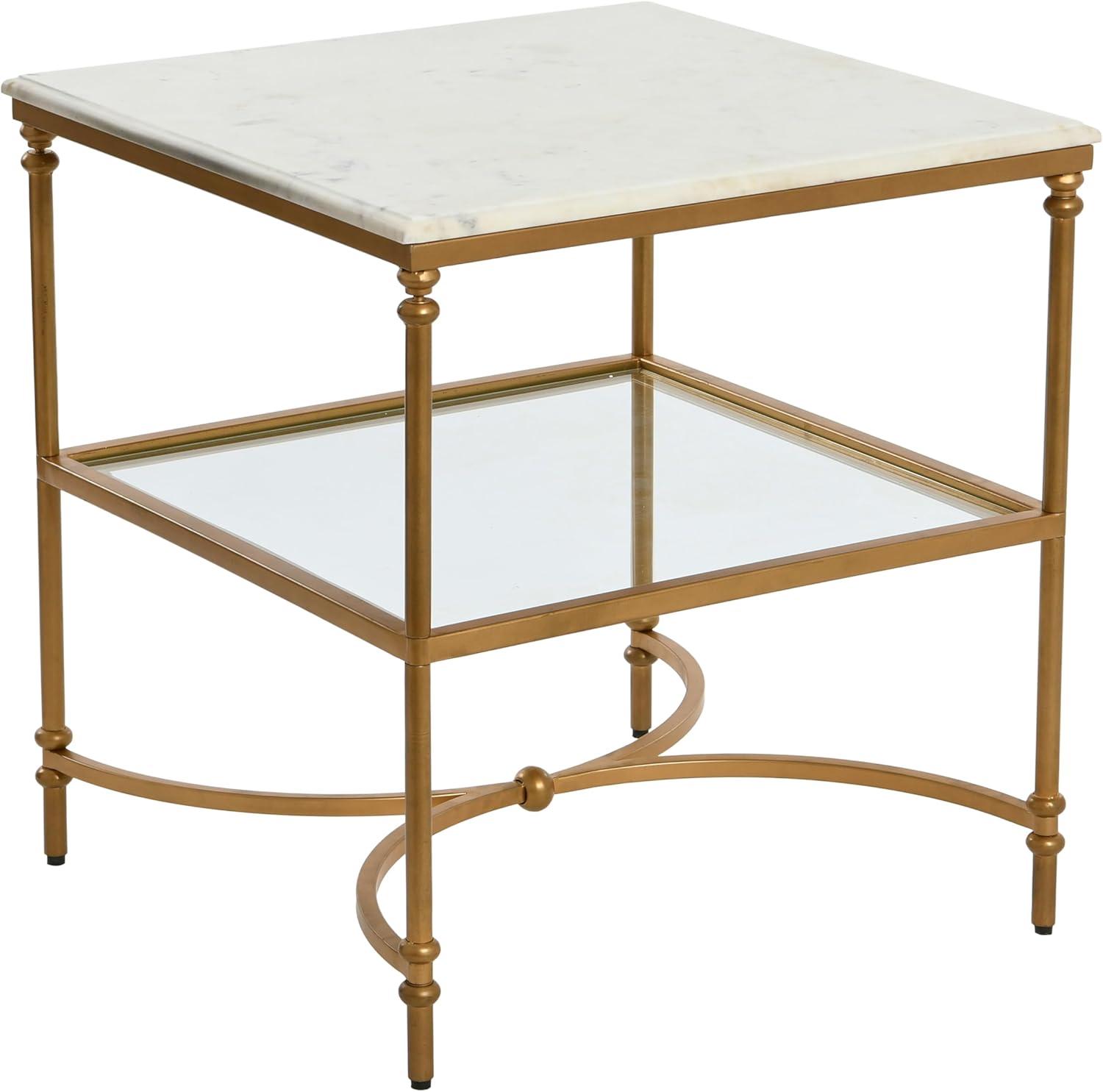 Creative Co-Op Libertine Genuine Marble and Metal Coffee Table, Gold Finish