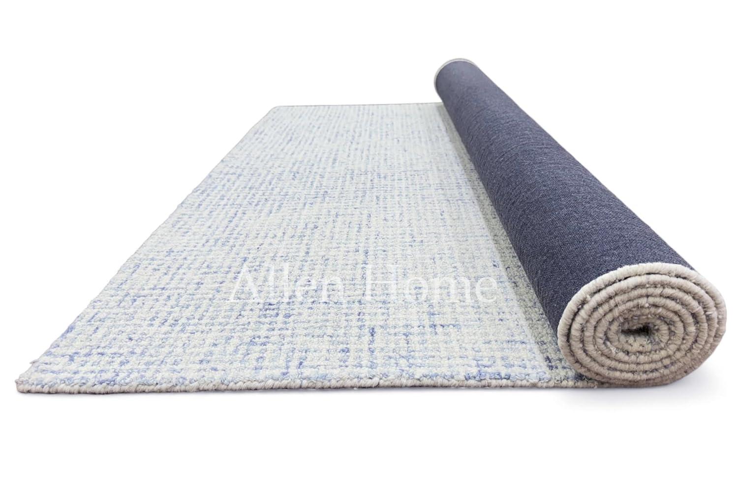 Alora Decor London 9' x 12' Solid Blue/Gray/Rust/Blue Hand-Tufted Area Rug