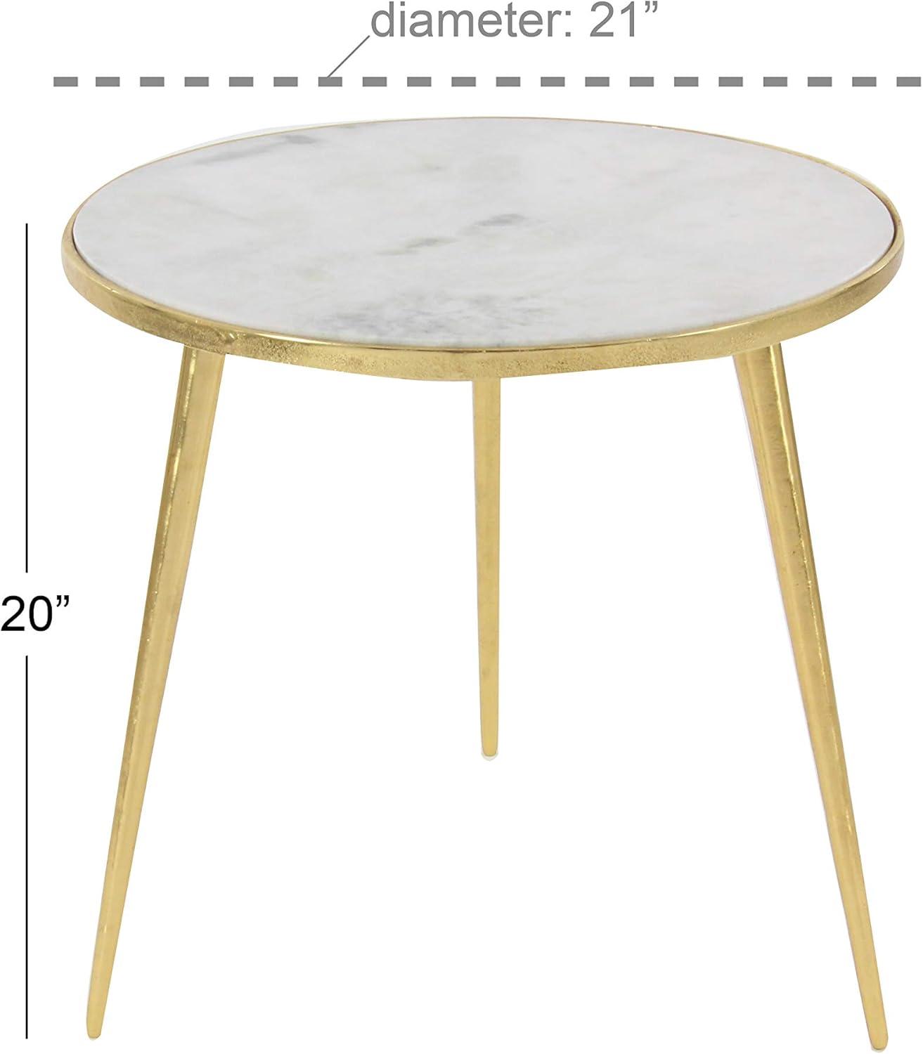 Contemporary Marble Accent Table Gold - Olivia & May: Indoor Use, Splayed Legs, Modern Style