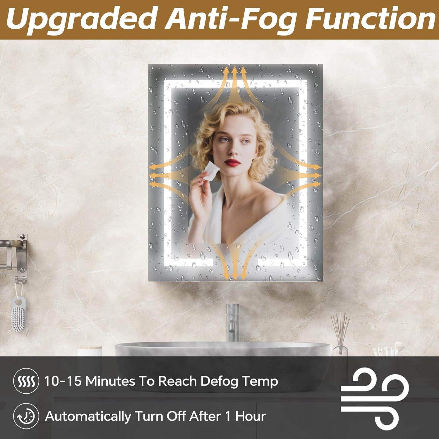 Ebern Designs Christhilde Medicine Cabinet with LED Mirror for Bathroom, Defog, Stepless Dimming, 3 Color Change, 2 Outlets, 2USB & Reviews | Wayfair