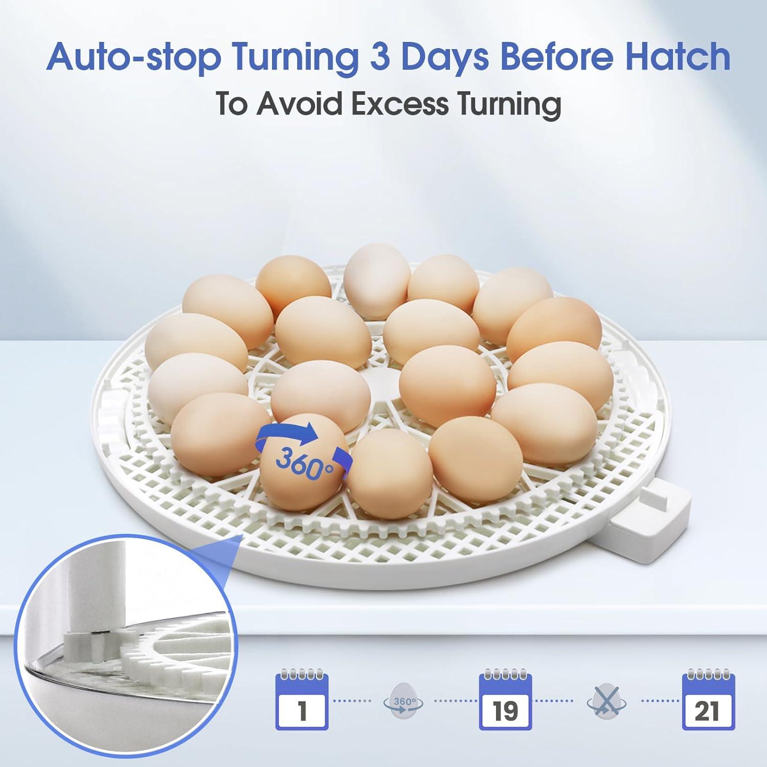 Adnoom 18 Egg Incubator for Chicken,Incubators for Hatching Eggs with Automatic Egg Turning and Humidity Control, Egg Candler, 360° View Window for Farm Hatching
