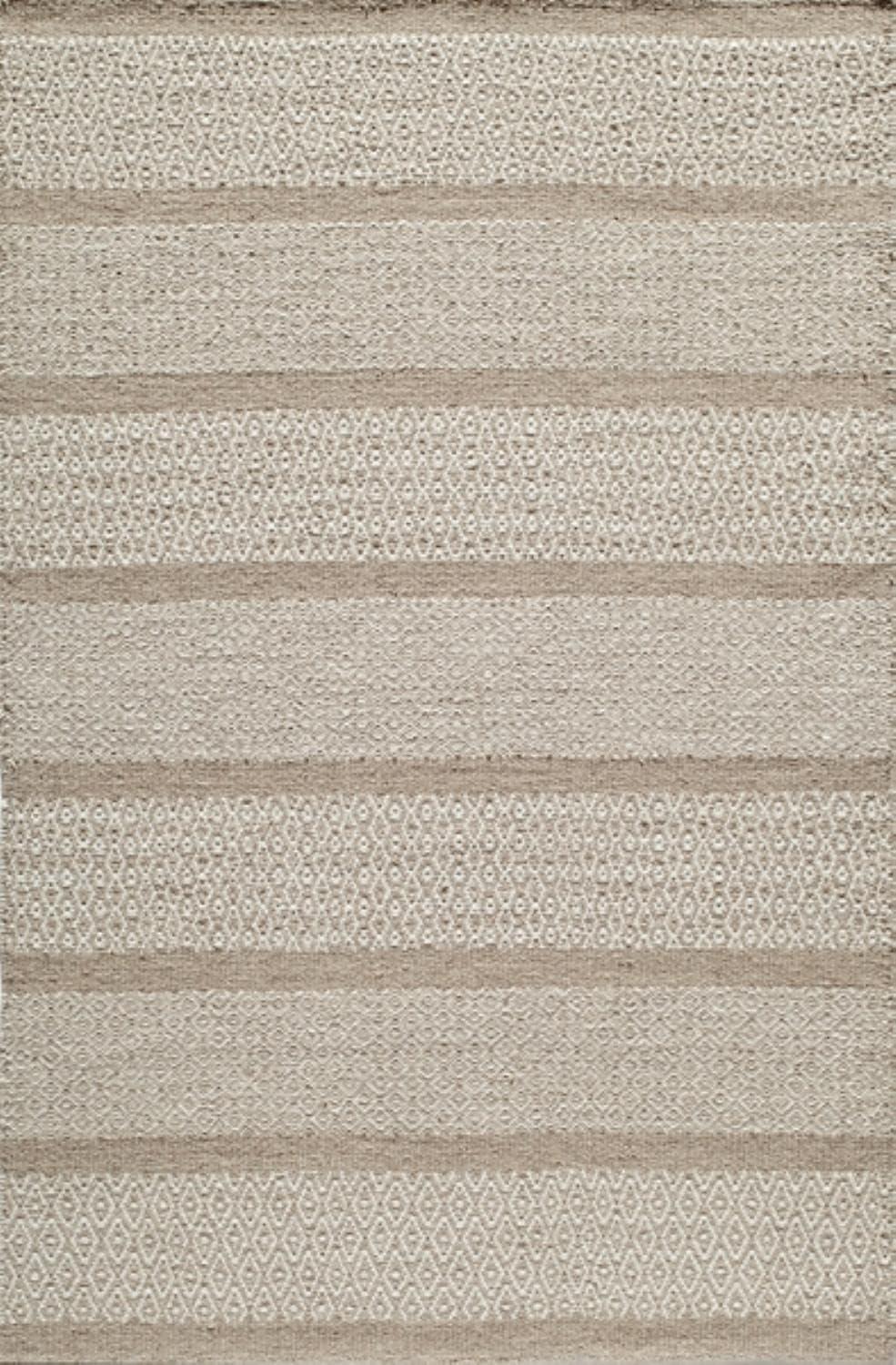 Beige and Brown Wool Flatweave Reversible 5' x 8' Rug