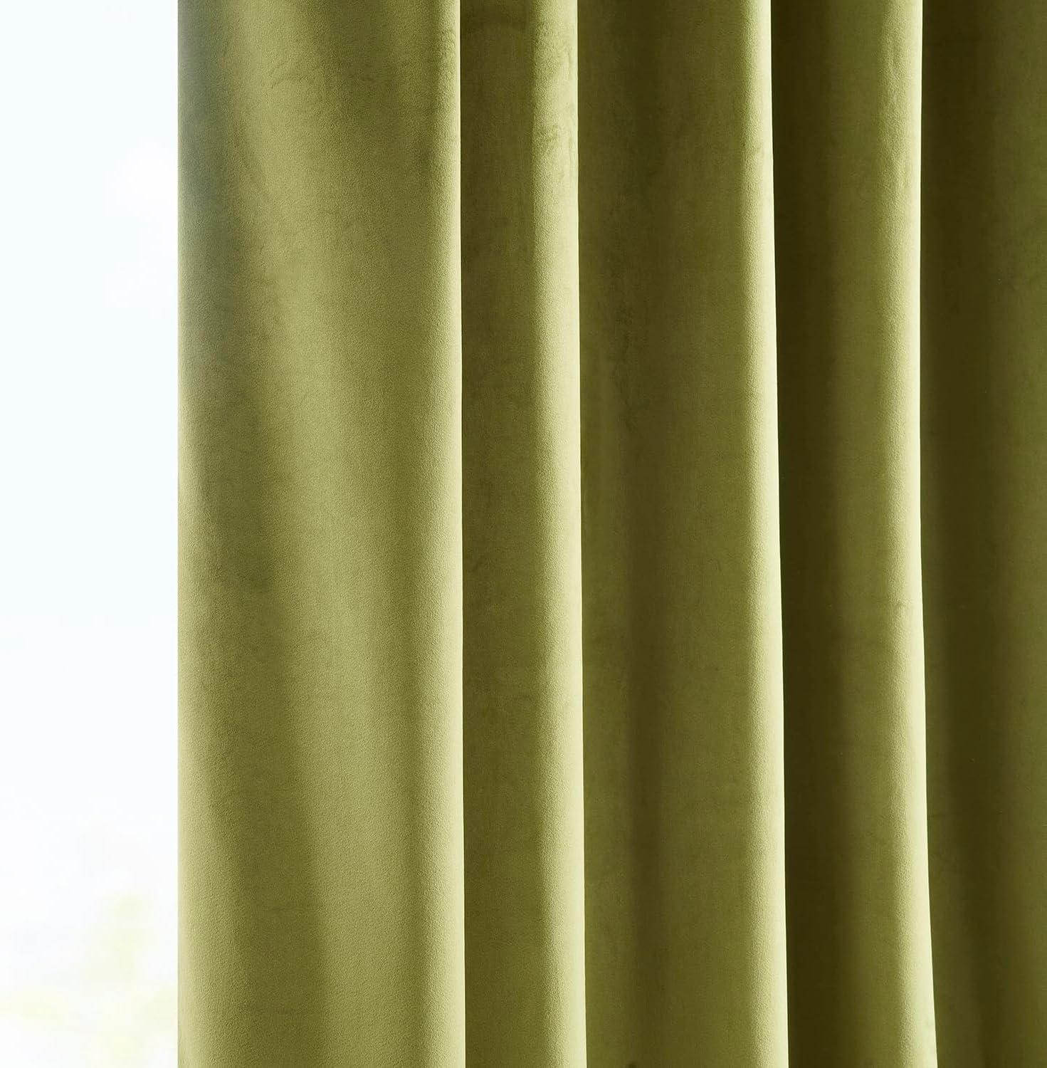 HPD Half Price Drapes Retro Green Heritage Plush Velvet Room Darkening Curtains for Bedroom & Living Room Curtains (1 Panel), Window Curtains 84 inches long, Rod Pocket Curtains & Drapes, 50W X 84L