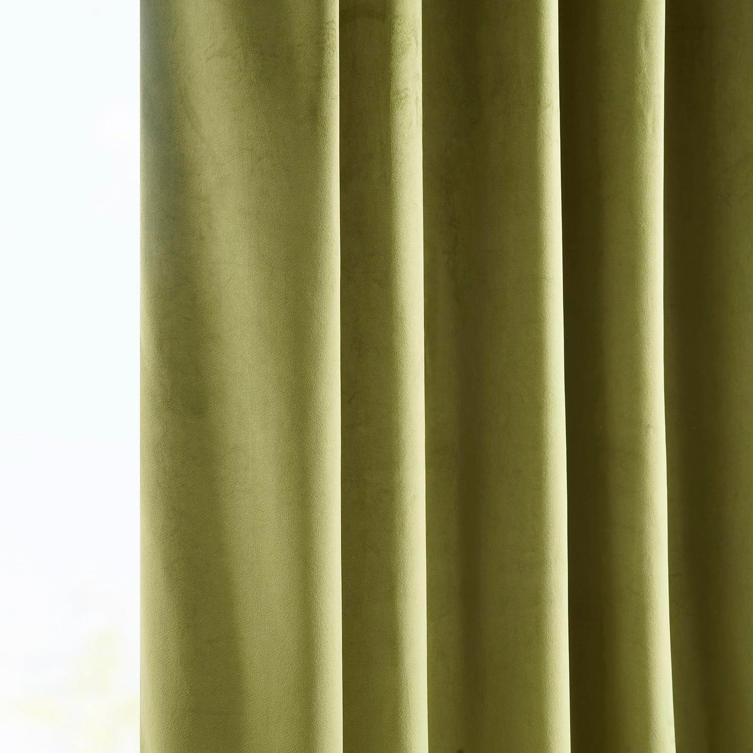 HPD Half Price Drapes Retro Green Heritage Plush Velvet Room Darkening Curtains for Bedroom & Living Room Curtains (1 Panel), Window Curtains 84 inches long, Rod Pocket Curtains & Drapes, 50W X 84L