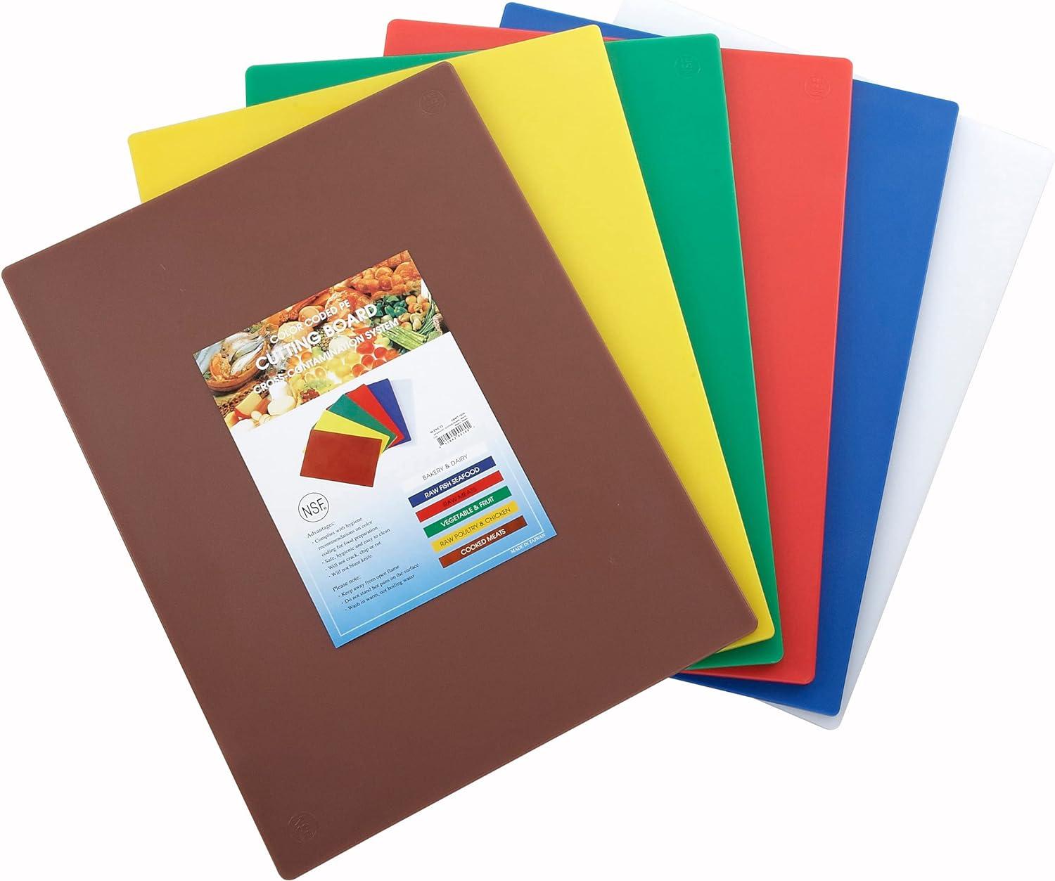 Multicolor Rectangular Polyethylene Cutting Board Set, 12" x 18"