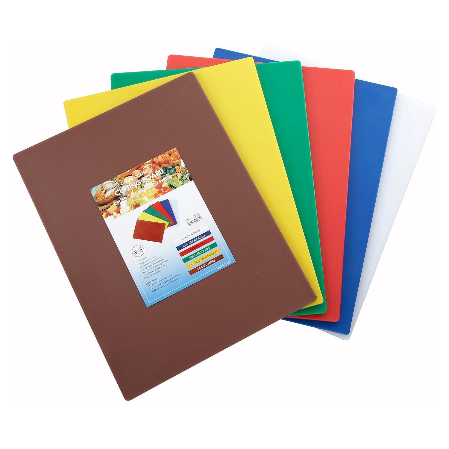 Multi-Colored Heavy-Duty Plastic Cutting Board Set, 15" x 20"