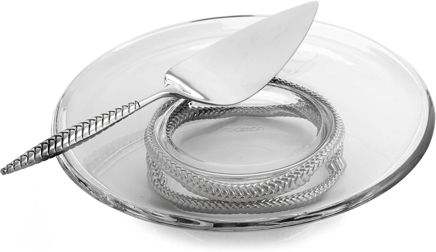 Silver Glass Pedestal Cake Plate with Server