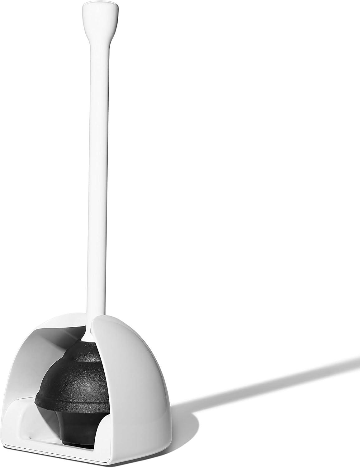 White Manual Toilet Plunger with Cover Set