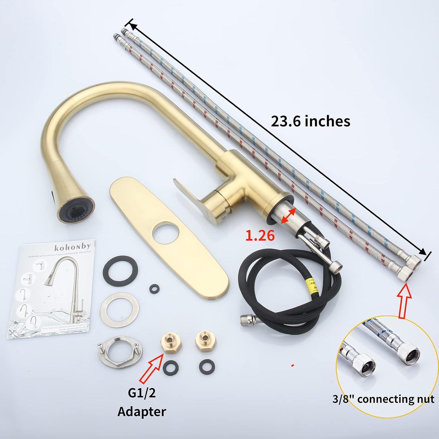 GAGALIFE Single Handle Pull Down Sprayer Kitchen Faucet High Arc Stainless Steel Faucet with 3-Function Sprayer JJL-CL-PT-SDP-G