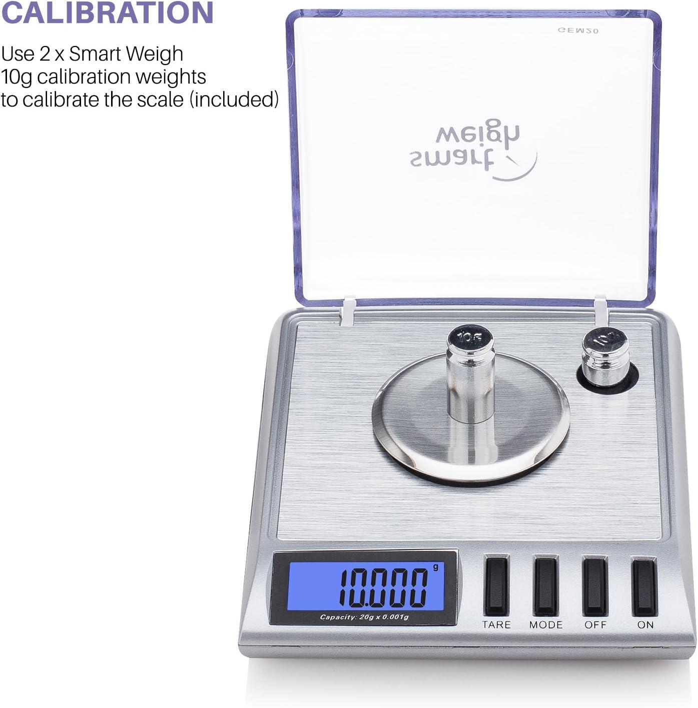 Smart Weigh GEM20-20g x 0.001 Grams, High Precision Digital Milligram Jewelry Scale, Reloading, Jewelry and Gems Scale, Calibration Weights and Tweezers Included