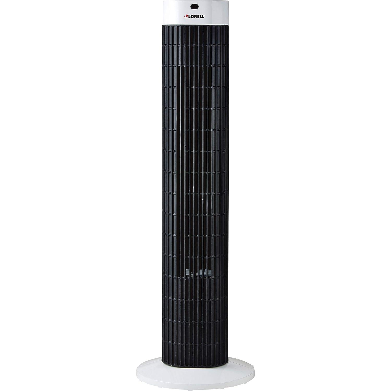 Lorell Lorell Tower Fan - 30" Diameter - 3 Speed - Sleep Mode, Breeze Mode, Oscillating, Timer - 30.2" Height X 9.5" Width X 9.5" Depth - Plastic - Black, Silver