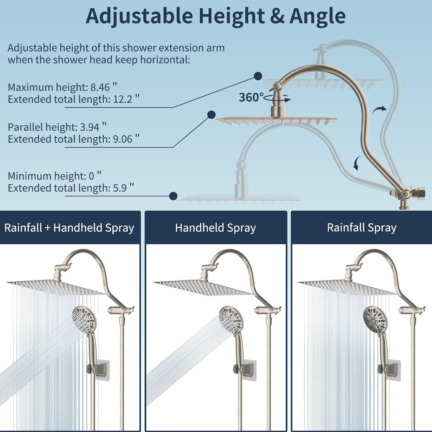 Brushed Nickel Adjustable Rainfall and Handheld Shower Combo