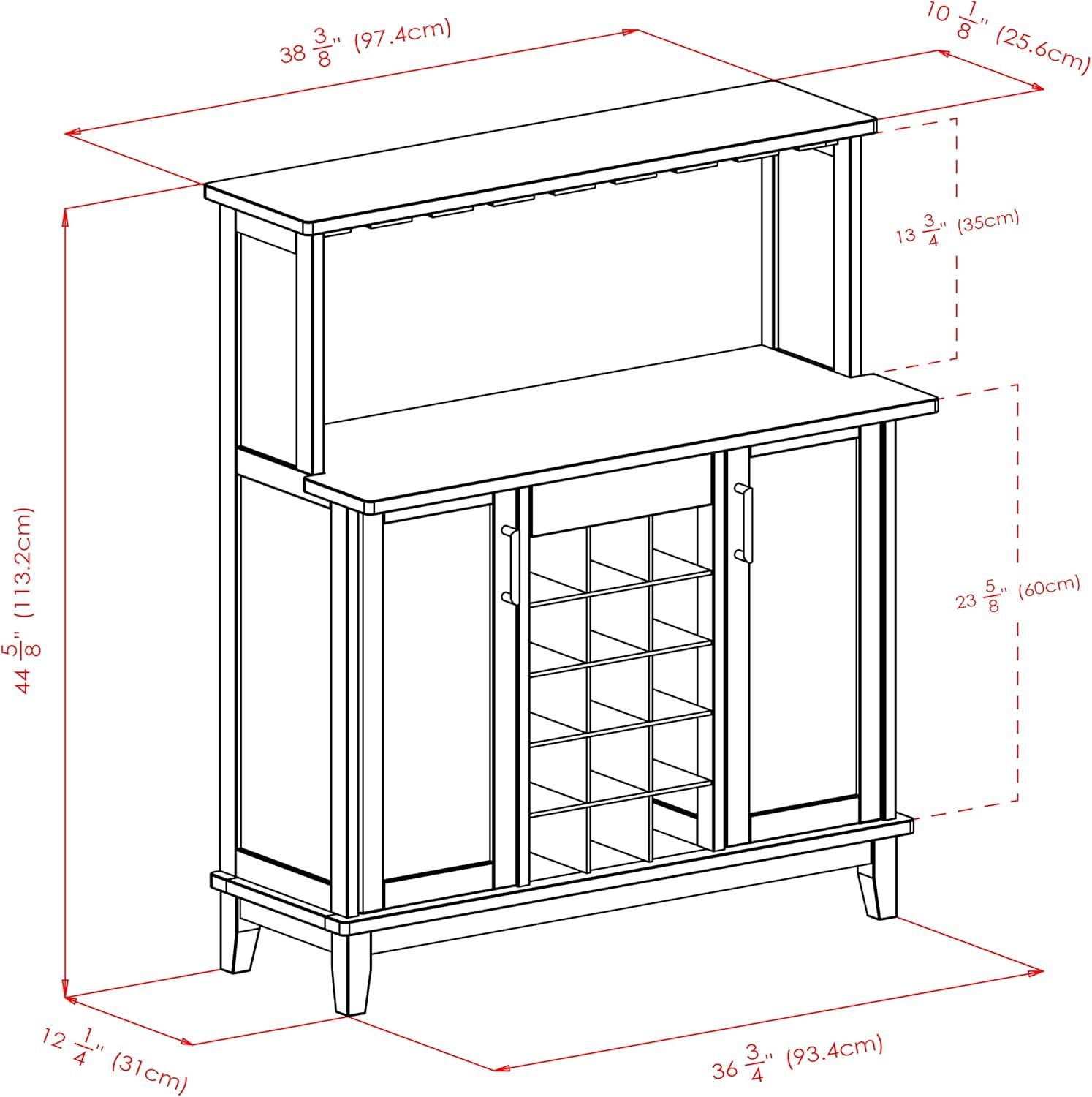 Beynac Wine Bar Cappuccino - Winsome: Storage Cabinet, Stemware Rack, Buffet Hutch