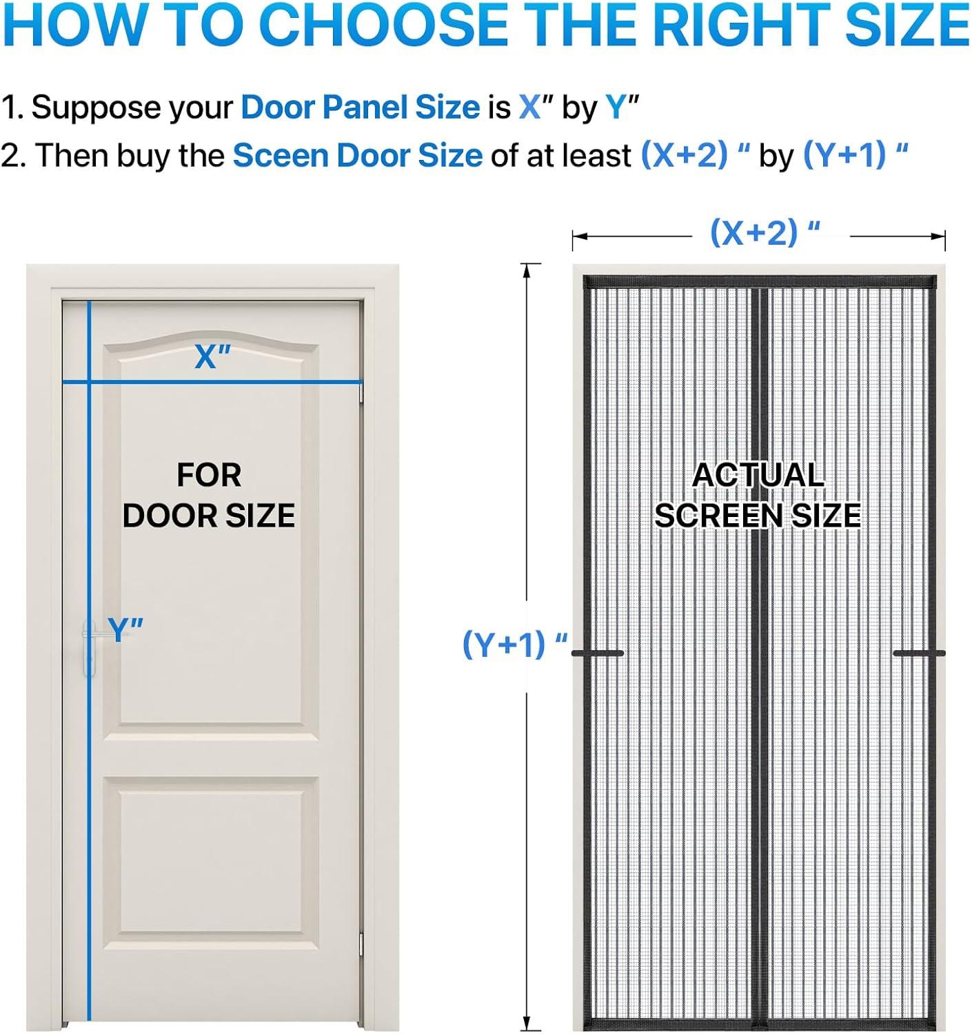 Heavy Duty Door Screen Magnetic Closure, LOVIGA Thickened Fiberglass Screen Door Mesh, Self Sealing, Tear Resistant, Easy Assemble, Fine Mesh Keep Bugs Out Fit Door Size 36 Inch X 78 Inch