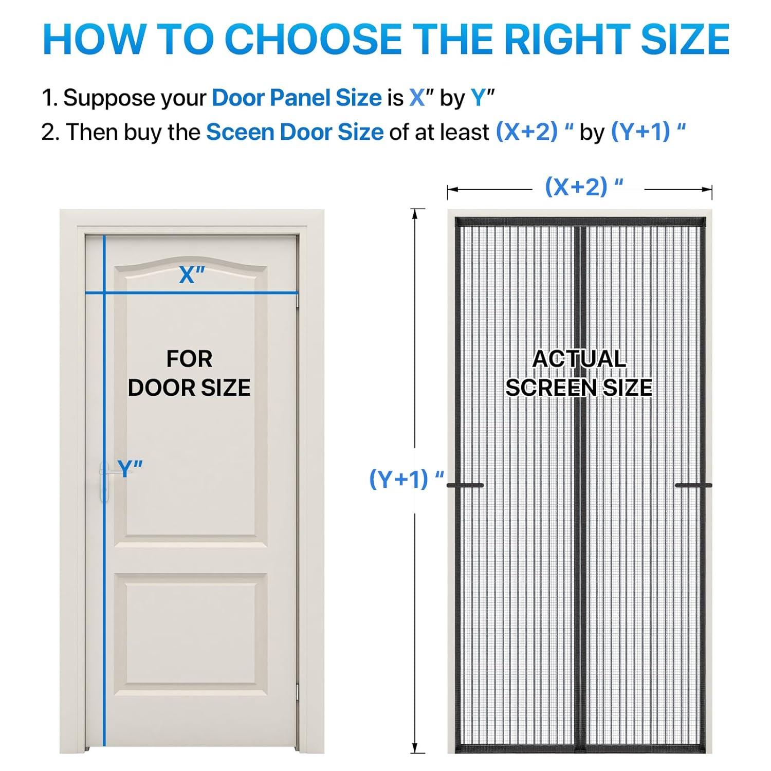 Heavy Duty Door Screen Magnetic Closure, LOVIGA Thickened Fiberglass Screen Door Mesh, Self Sealing, Tear Resistant, Easy Assemble, Fine Mesh Keep Bugs Out Fit Door Size 36 Inch X 78 Inch
