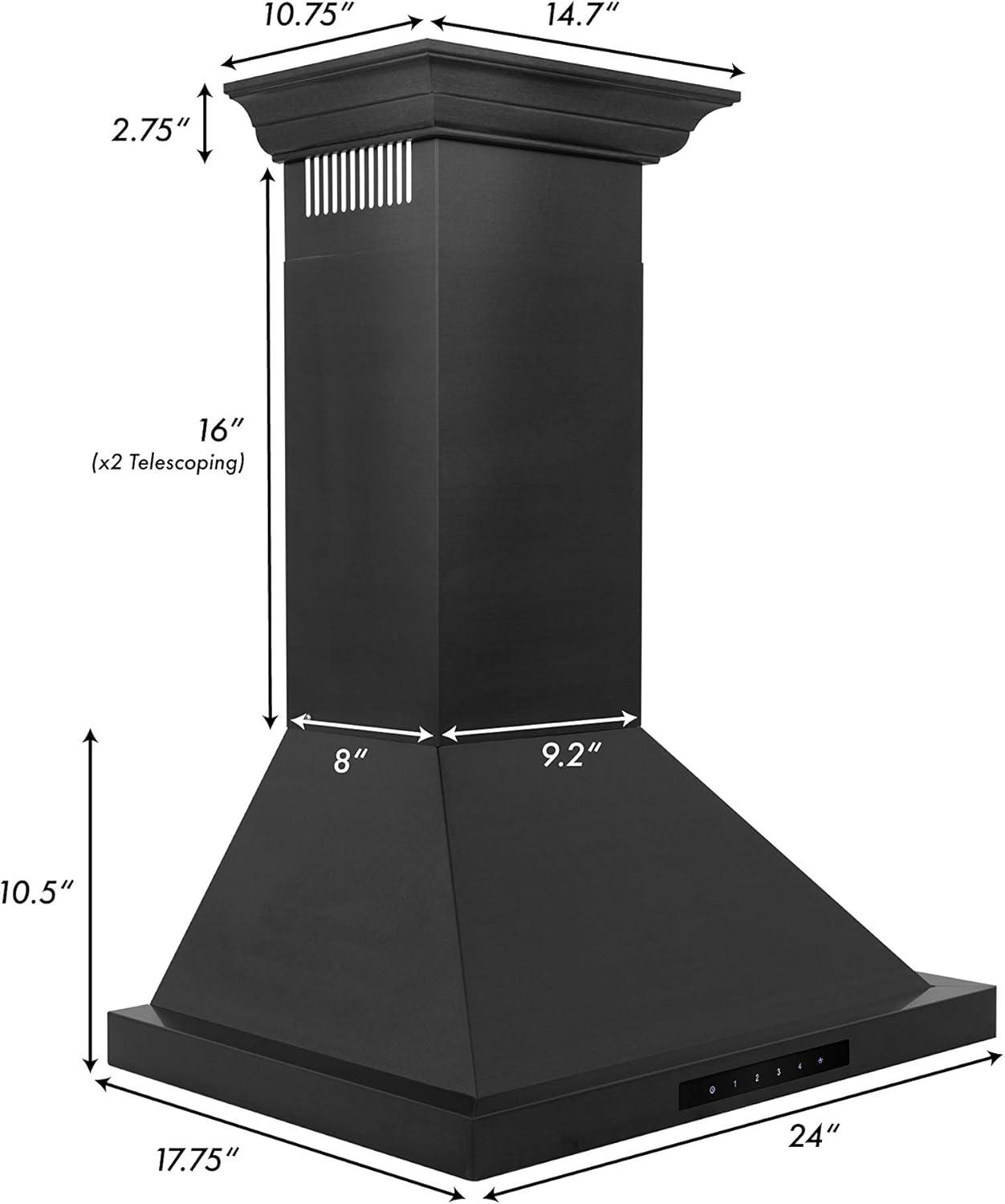 ZLINE 24 in. Convertible Vent Wall Mount Range Hood in Stainless Steel W/ Crown Molding (KBCRN-24)