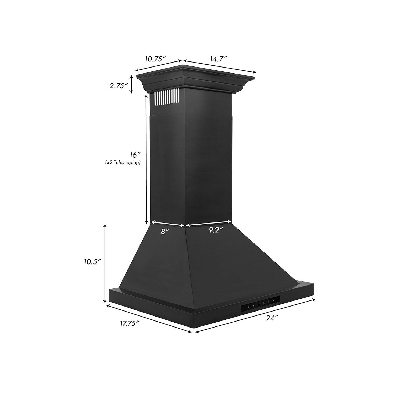 ZLINE 24 in. Convertible Vent Wall Mount Range Hood in Stainless Steel W/ Crown Molding (KBCRN-24)