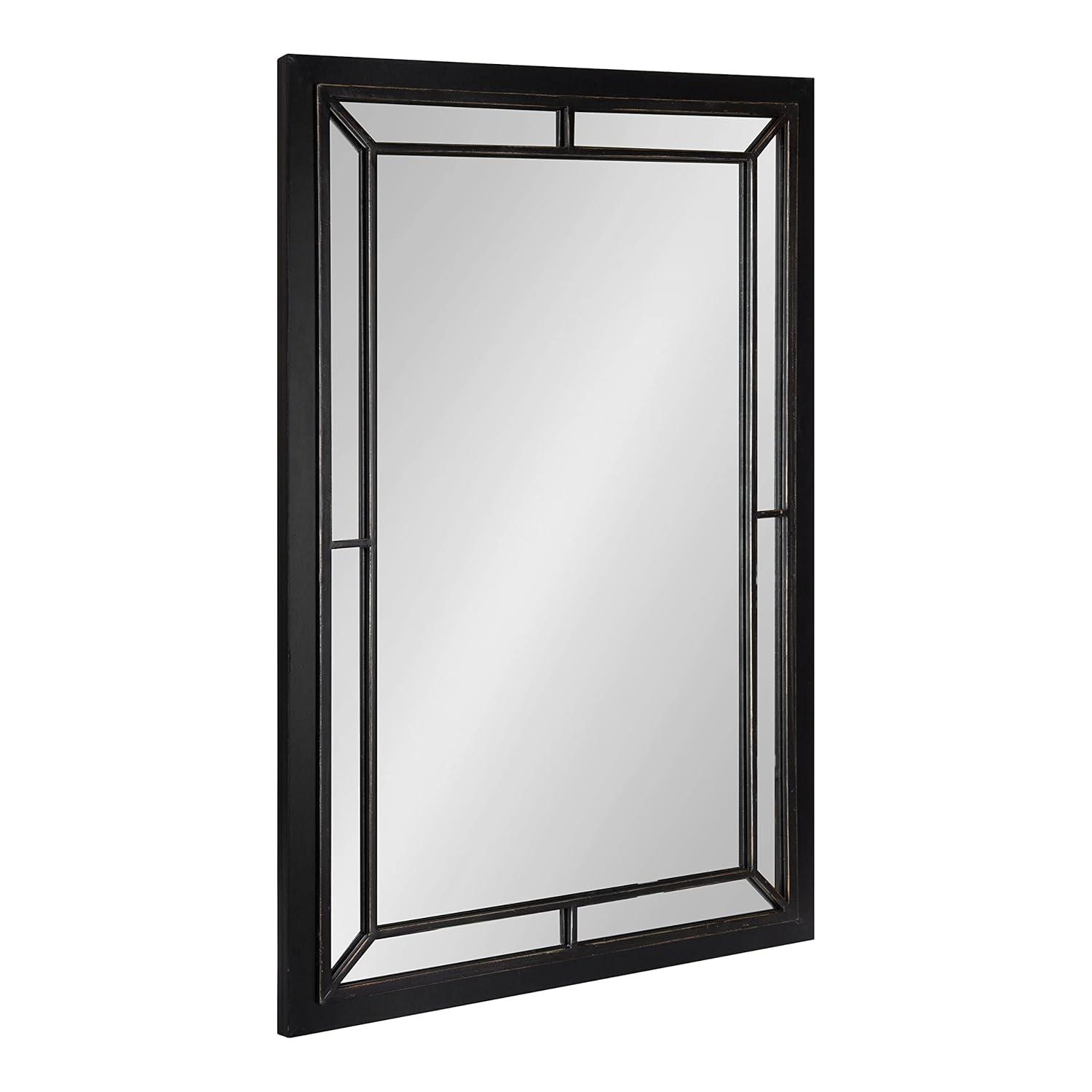 24" x 36" Audubon Rectangle Wall Mirror Black - Kate & Laurel: Modern Farmhouse Style, Iron Detail