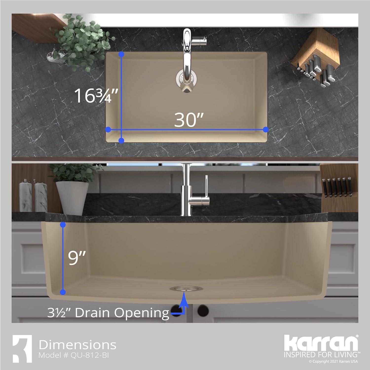 Karran Quartz 32-1/4'' X 19-1/4'' Large Single Bowl Undermount Kitchen Sink