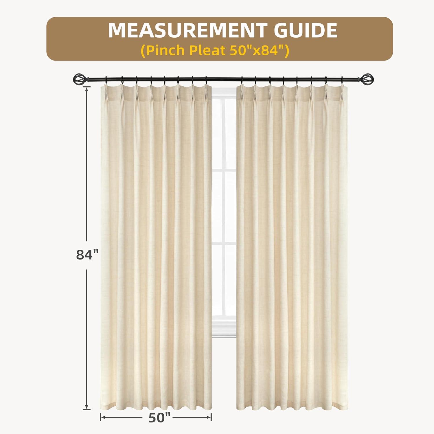 DriftAway Pinch Pleat Linen Blend Semi Sheer Solid Farmhouse and Modern Rustic Curtains for Living Room Bedroom 2 Panels Back Tabs