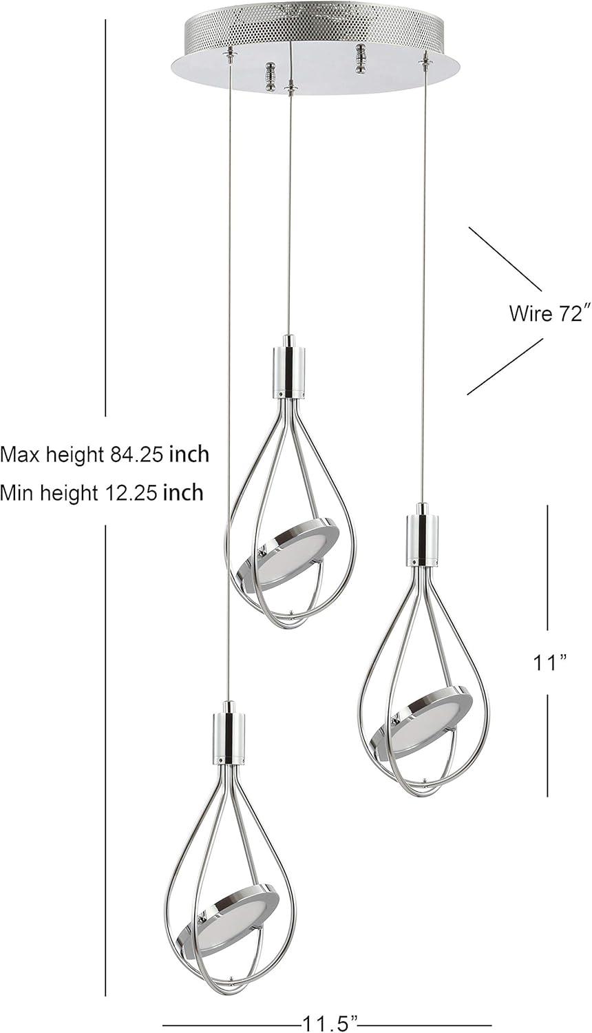 Orion 11.5" Chrome Polished Adjustable 3-Light LED Metal Pendant