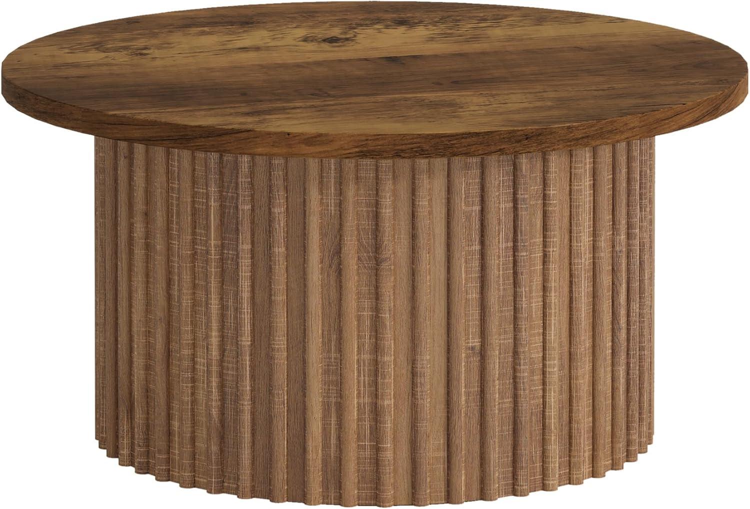 Resenkos Center Coffee Table, Living Room Table,31.5" Coffee Table, Farmhouse Circle Center Table Sofa Side Table Brown