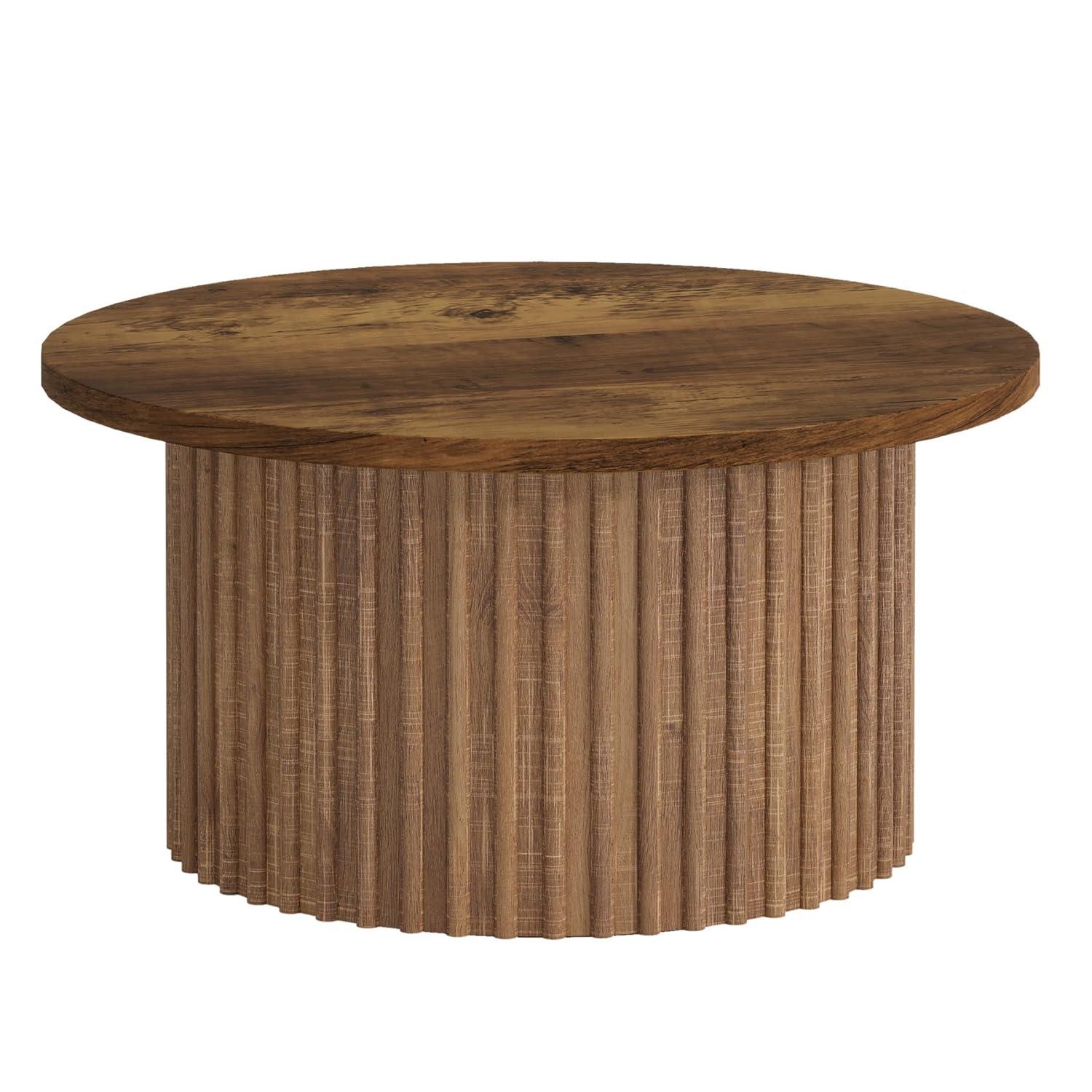 Resenkos Center Coffee Table, Living Room Table,31.5" Coffee Table, Farmhouse Circle Center Table Sofa Side Table Brown