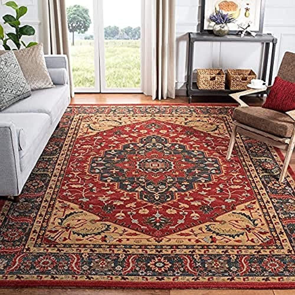 Mahal MAH621 Power Loomed Indoor Area Rug - Navy/Red - 6'7"x9'2" - Safavieh.