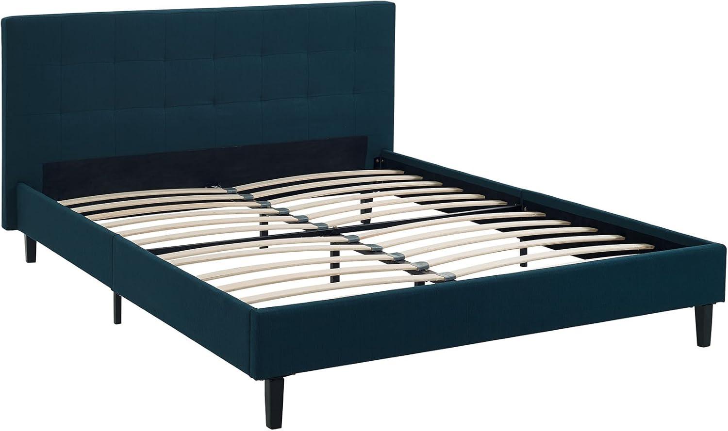 Modway Linnea Queen Modern Polyester Fabric and Wood Bed in Azure Blue