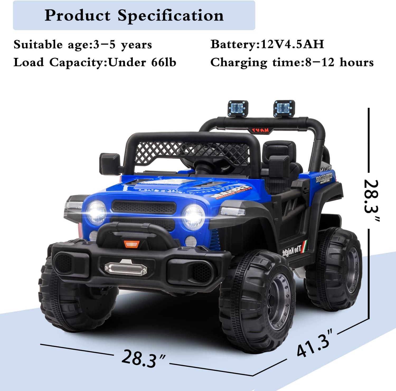 GZXS Bbh-016 Dual Drive 12V 4.5A.H With 2.4G Remote Control Off-Road Vehicle Astm-Certified For 3-6 Years Kids ，Blue