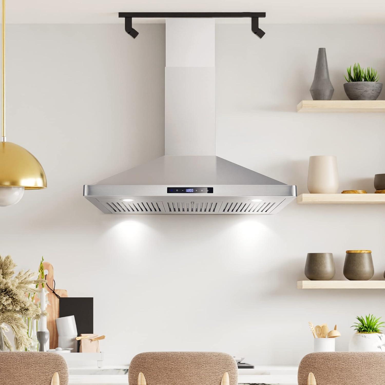 Cosmo 36 in. Ducted Wall Mount Range Hood in Stainless Steel with Touch Controls, LED Lighting and Permanent Filters