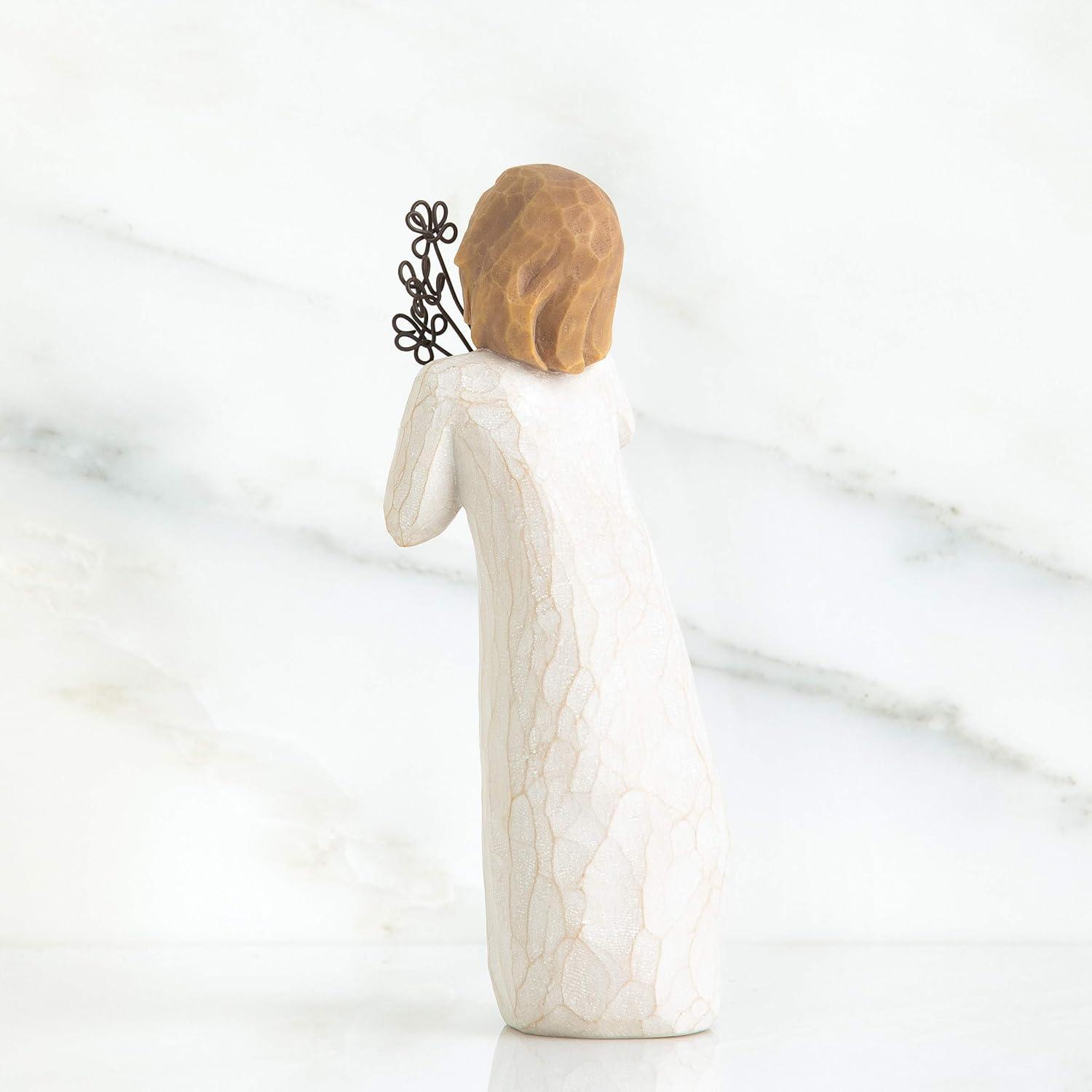 Hand-Painted White Resin Angel Figurine with Gold Leaf Detailing