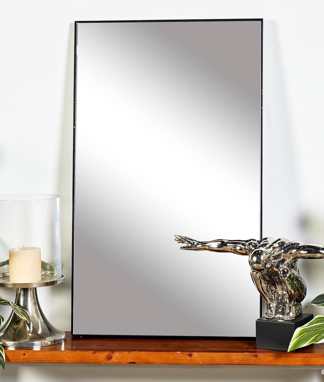 DecMode 24" x 40" Black Wall Mirror with Thin Minimalistic Frame