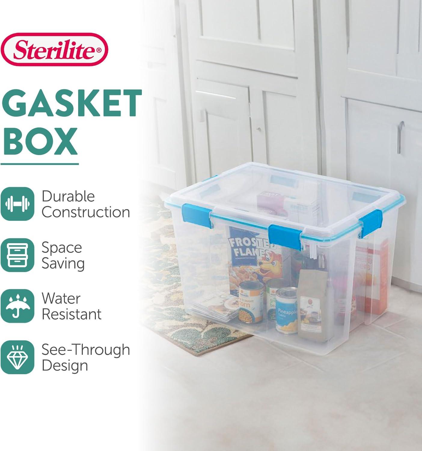 Sterilite 120qrt. Multipurpose Clear Plastic Storage Container Box with Latching Lids and 2 Rear Wheels