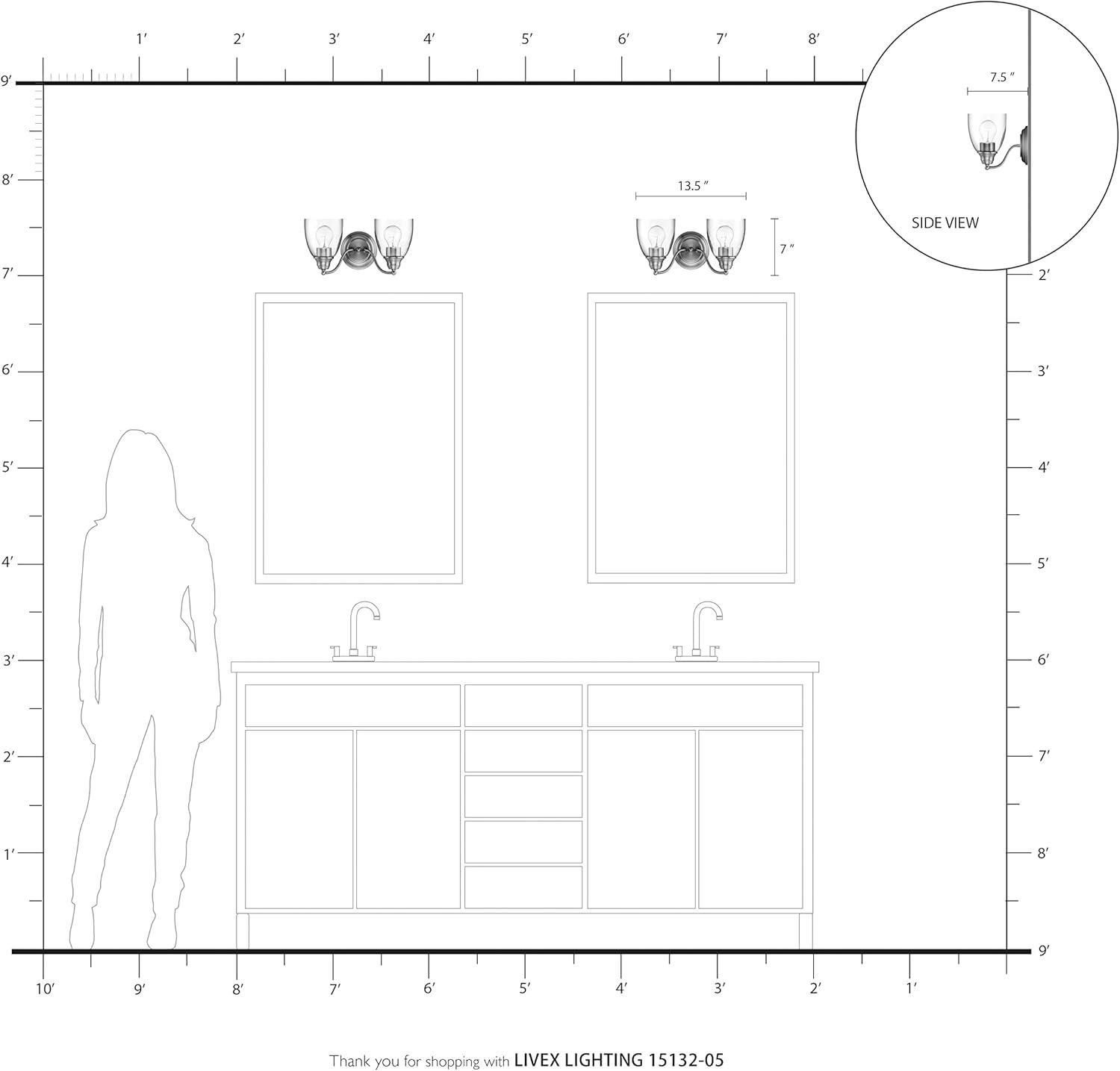 Livex Lighting Montgomery 2 - Light Vanity in  Polished Chrome