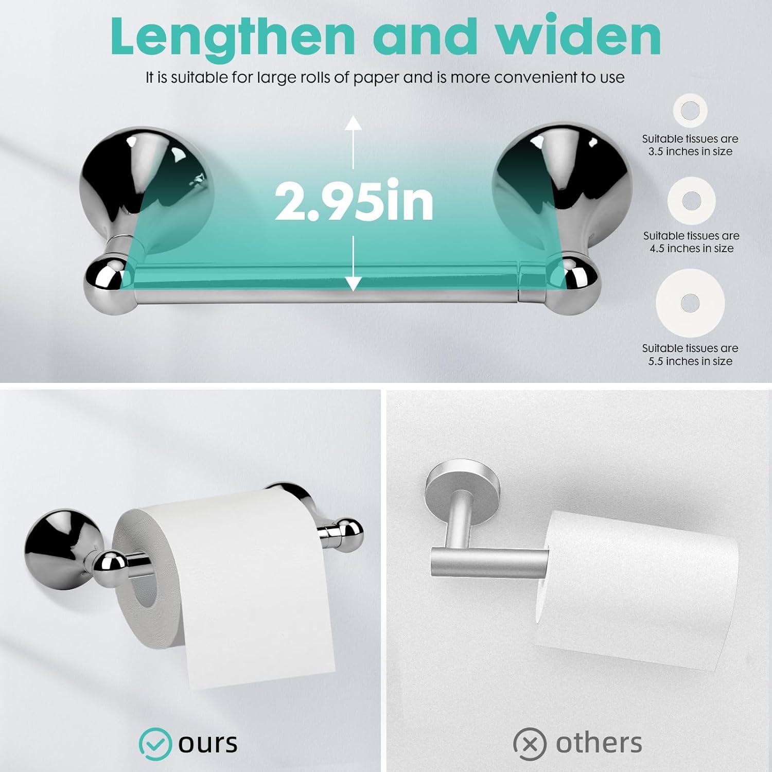 4-Piece Bathroom Hardware Accessory Set With 24" Towel Bar (Chrome Finish)