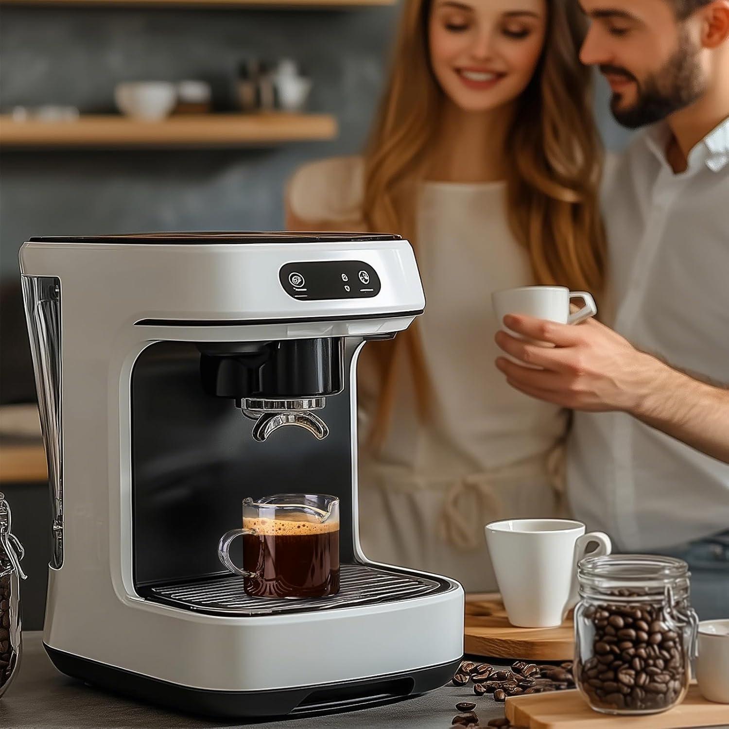 Espresso Cups Set of 2, 4 oz Double Spouts Cup, Espresso Shot Glasses with Handle, V-Shaped Spout Milk Cup, Borosilicate Glass, Mini Clear Glasses for Coffee Bar, Machine Accessories